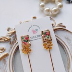 額縁小花✾じゃらじゃらビーズピアス/イヤリング