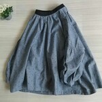 ★薄手ダンガリードットギャザー後開きブラウス