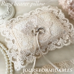 Ange 総レースのクラシカルリングピロー