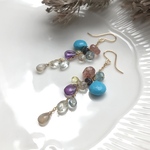 k14gf*スリーピングビューティーターコイズ・アクアマリン*デザインピアス／イヤリング