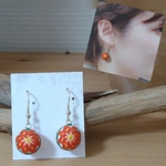 てまりのピアス   オレンジの華