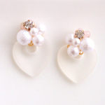 【GW　SALE】ビジューストーンのフロストパールピアス