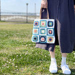 春夏バッグ　クロシェ編みトートバッグ　『マリンブルー』