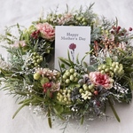 秘密の花園カーネーション/母の日に贈るお花いっぱいのリース　ギフト　プレゼント　両親贈呈品　スワッグ　ドライフラワー　
