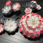 【お試し価格31日まで！】つまみ細工 4点セット 【白・赤・黒】成人式 七五三 結婚式 和装 ヘアアクセサリー 前撮り