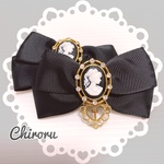 ✞✟♡ ハートクロス カメオ ヘアクリップ ♡✞✟ ( ブラック ) 量産型 ロリィタ ゴスロリ メイド コスプレ エンジ 病みかわ 十字架 黒