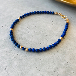 9月誕生石✴︎14kgf✴︎高品質AAAランク✴︎天然石ラピスラズリ✴︎一連ブレスレット