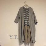 gray リネンツイル  ドロップショルダー ショップコート