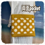 両面ポケット サコッシュ ショルダーバッグ 帆布 ドット 