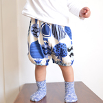 josse"カブラ総柄ハーフパンツ　カボチャパンツ 【受注製作  80、90、100サイズ】 ブルー