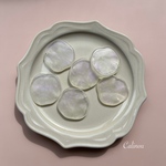 【4pcs】ウェーブアクリルコインパーツ　ホワイト