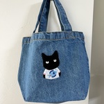 デニムトートバッグ　Tシャツ猫