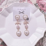 【大人気♡再販♡】パールハートミルキーピンクリボンピアス　イヤリング