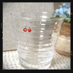 とんぼ玉ピアス☆丸5mm☆赤☆22