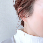 ✧真鍮✧高品質✨揺れるwave stickフックチェーンピアス✨