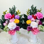 一対仏花プリザーブドフラワーお手入れ不要