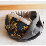 ＊　ボタニカル刺繍　ねじりヘアバンド（カーキ）　＊