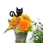 向日葵の猫 ／プリザーブドフラワー　母の日　誕生日 プレゼント 薔薇   フラワーギフト 猫 花 ペット 動物   お祝い