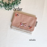 order❇︎新作❇︎大人可愛い女の子のチェリー×ウィンドウチェックの移動ポケット