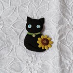 黒猫ブローチ 向日葵