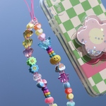 スマホストラップ　ビーズストラップ　蝶　🦋　水色