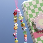 スマホストラップ　ビーズストラップ　蝶　🦋　黄色