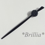 【再販】スワロフスキーデコ＊玉かんざし＊ブラック×ブラック