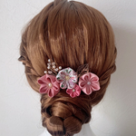 つまみ細工とビーズのヘアアクセサリー