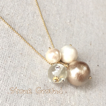 korokoro*ロングネックレス　コットンパール☆Beige