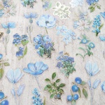 blue コラージュ素材  フレークシール【S1334】箔押し  flower