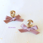 (再販) pink ribbon bijou ピアス[スワロフスキークリスタル]ゴールドカラー