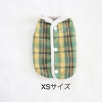[犬服] XSサイズ 完成品 チワワ 春服　　　　　　　　　チェック柄 襟レーリバーシブル パイピングベスト 背中開き