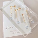 clear blue*クリアブルーガラスビーズ揺れるチェーン ピアス イヤリング