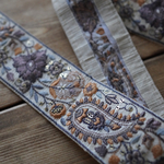 【1mカット済み】シルク　刺繍リボン【アイボリー】インド刺繍リボン