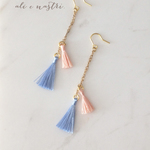 ~Petit Price !!~ ミニタッセル＆チェーンピアス (ダブル) 【L/Pink & Serenity】