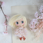 イーマリーちゃんサイズ　チュールドレス　No.117 レースフリフリドレス　ベージュ系