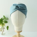 ふつう幅◇ リネンニット シルケット加工 ヘアバンド 〈ペールブルー〉 / ターバン