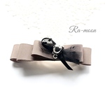 ✳︎✳︎silver beads✳︎✳︎リボンバレッタ(モカ)