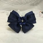 【送料込】♥️  ポニーテール ♥紺色フリルリボン ヘアゴム