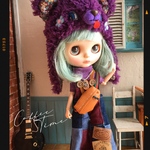 パープル　くま帽子　トータルコーデ　セット【ネオ　ブライス】激かわ　アウトフィット　レトロ