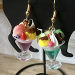 ミニチュア いちごとメロンのプリンパフェ ピアス or イヤリング
