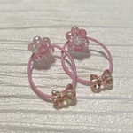 ビーズボール　リボン  キッズ　ヘアゴム　pink