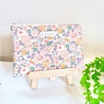 ※訳あり リバティ ベッツィ(サーモンピンク)ハンドメイドぺたんこポーチ