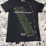 新品130cm前開き　ブラック半袖Ｔシャツ　スナップボタン介護服　バリアフリー服　医療的ケア児　入院グッズ