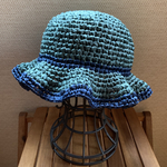 @nkcfy368様🙏🏼✨Custom-made🪡Frill Summer Hat🧶👒Paper yarnフリルハットGreen🌱✖️Navy🫐