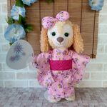 うちわ付き浴衣（紫陽花、ピンク） Sサイズクッキーアン 着物