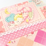 再販　作成キット　ミニボストンバッグポーチ　うさぎと赤ちゃん仲良しお眠り♪パッチワーク　ピンクハローベイビー手作りハンドメイド