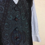 大島紬のリバーシブルベスト紺地とグリーンがかったモノトーンーN２１－６