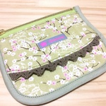 和柄ポケットティッシュケース付ミニポーチ満開桜柄若草色TP-25