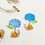 【受注制作】紫陽花　かたつむり　オリジナルイラスト　ピアス　イヤリング